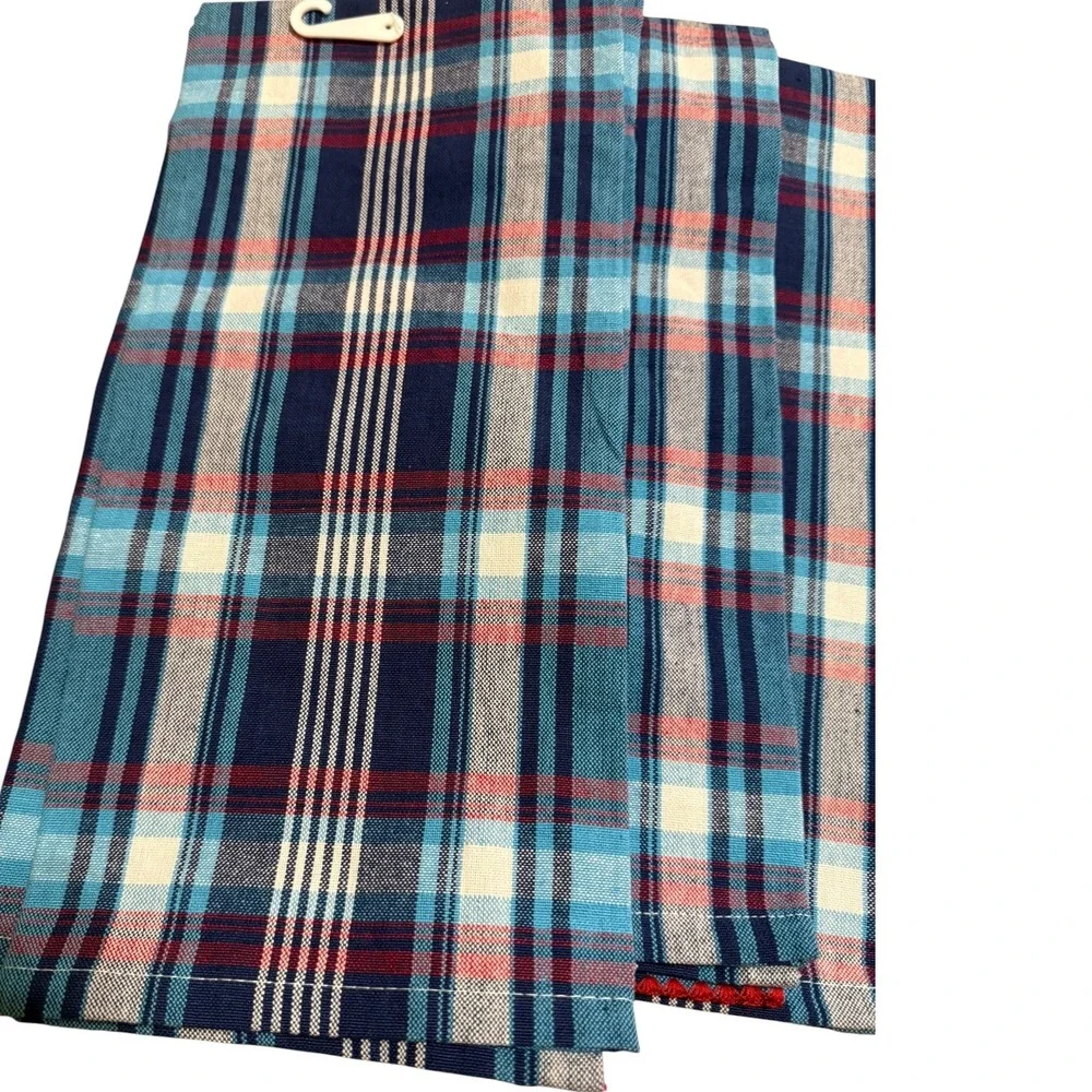 NWT DII You Float‎ My Boat Kitchen Towels Blue Red Plaid Nautical Set of 4